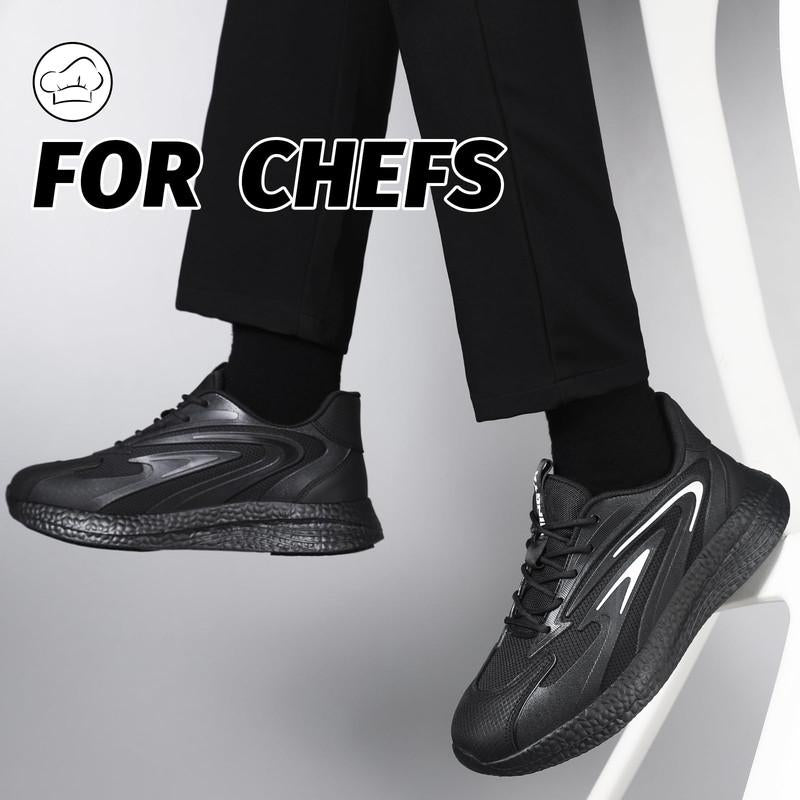 GUYISA Non Slip Work Shoes for Men Waterproof Food Service Sneakers Lightweight Chef Shoes Work Safety Footwear Zapatos Para Hombre De Trabajo Black Walking Durable Steel Toe Steel Toe Shoes