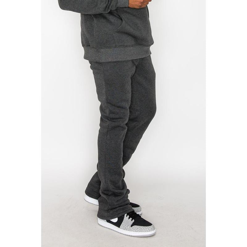 VICTORIOUS Flare Stacked Fleece Pants Menswear - Elastic Sweatpants