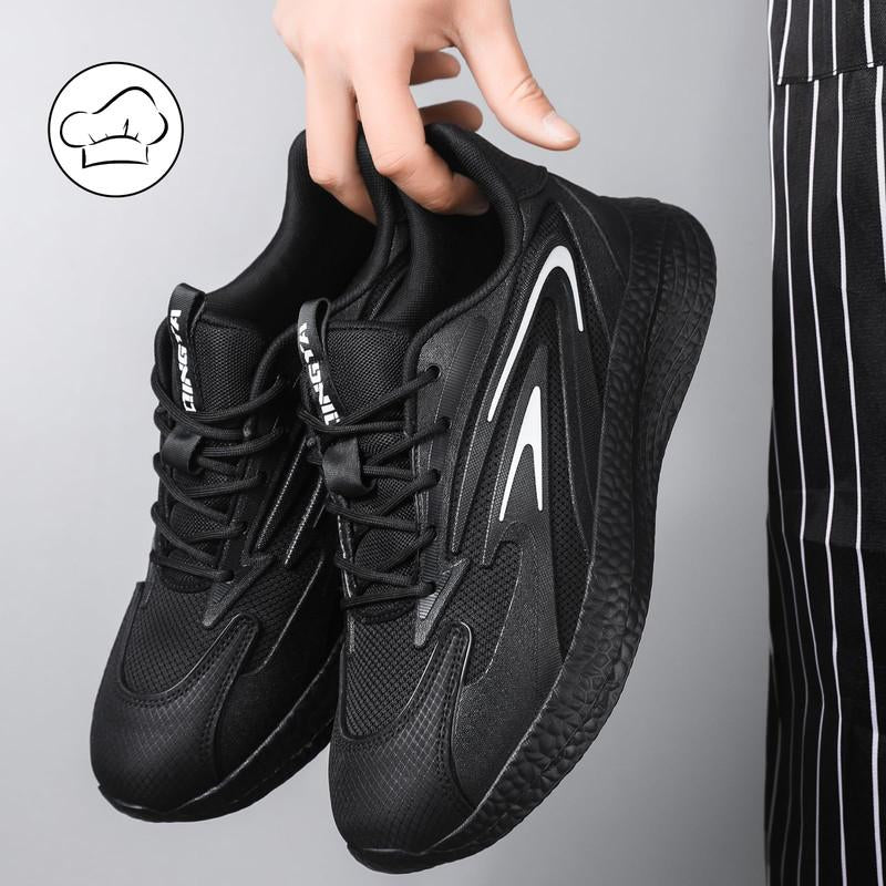 GUYISA Non Slip Work Shoes for Men Waterproof Food Service Sneakers Lightweight Chef Shoes Work Safety Footwear Zapatos Para Hombre De Trabajo Black Walking Durable Steel Toe Steel Toe Shoes