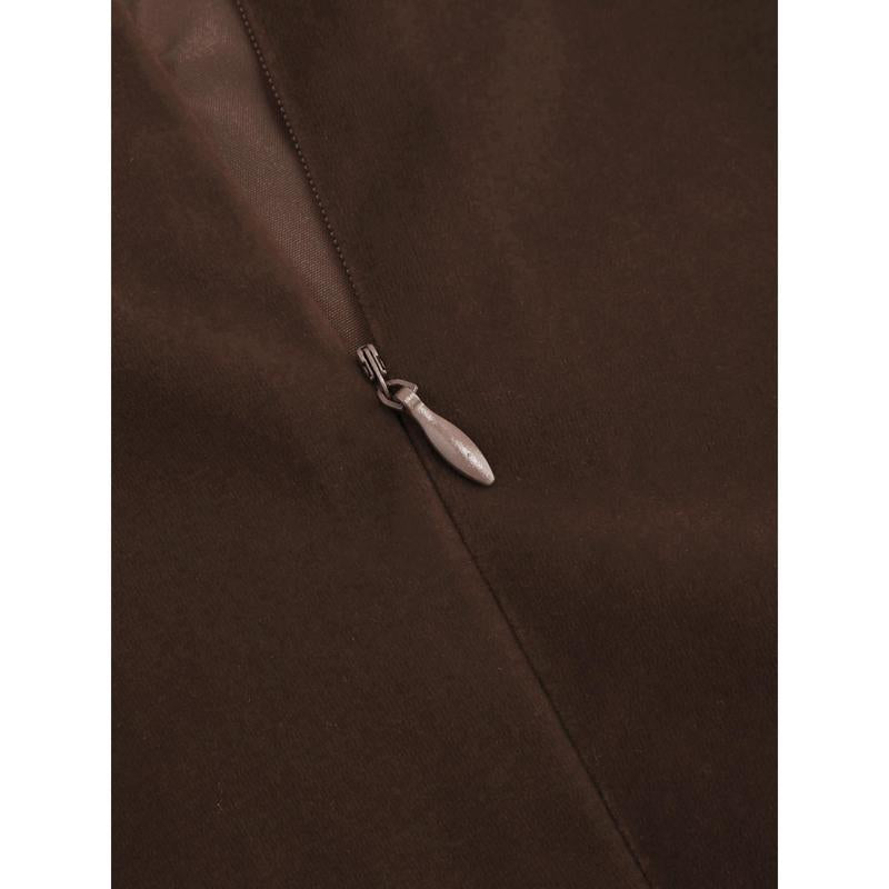 Cider [2 Colors, Size 0-26] Velvet Boat Neck Ruffle Bubble Hem Mini Dress