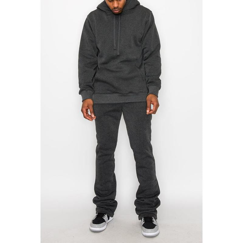 VICTORIOUS Flare Stacked Fleece Pants Menswear - Elastic Sweatpants