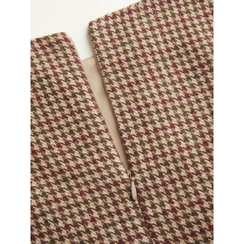 Cider Boat Neck Houndstooth Belted Mini Dress