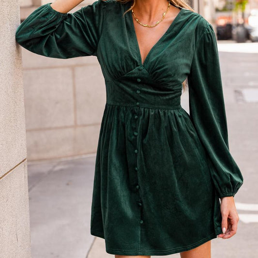 CUPSHE Blackfriday Twilight Grove Green Mini Fall Dress for Christmas Women 