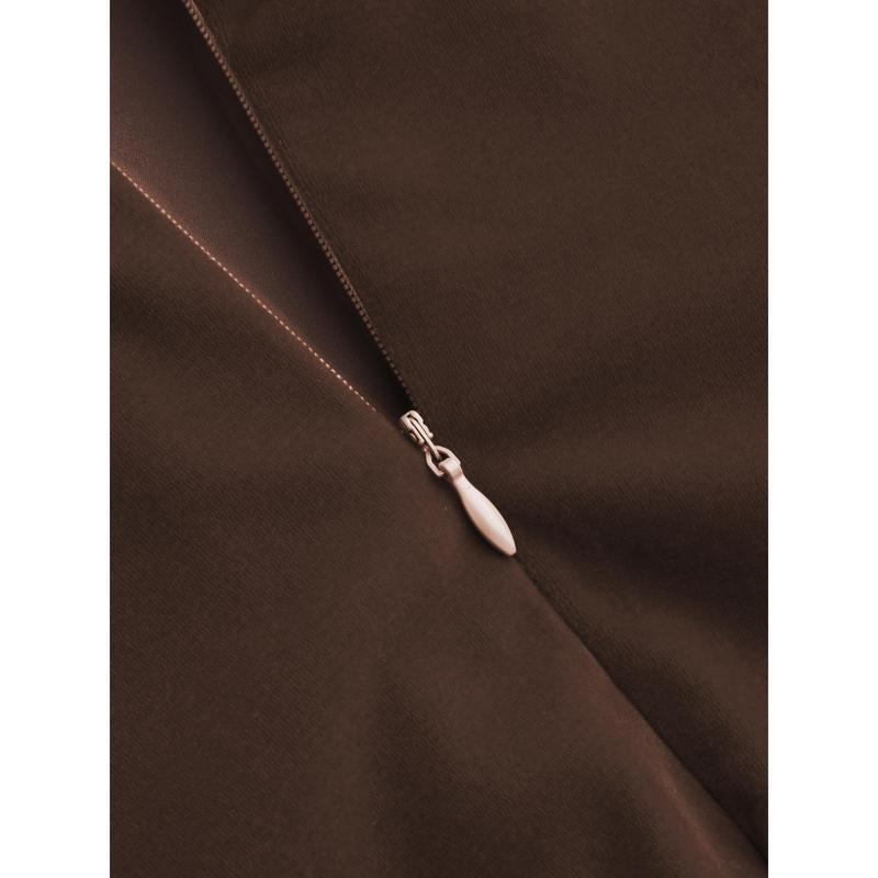 Cider [2 Colors, Size 0-26] Velvet Boat Neck Ruffle Bubble Hem Mini Dress