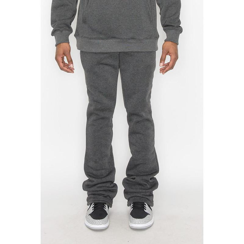 VICTORIOUS Flare Stacked Fleece Pants Menswear - Elastic Sweatpants