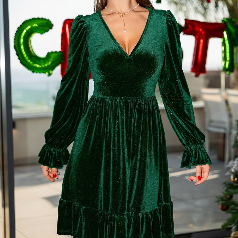 CUPSHE Blackfriday Twilight Grove Green Mini Fall Dress for Christmas Women 