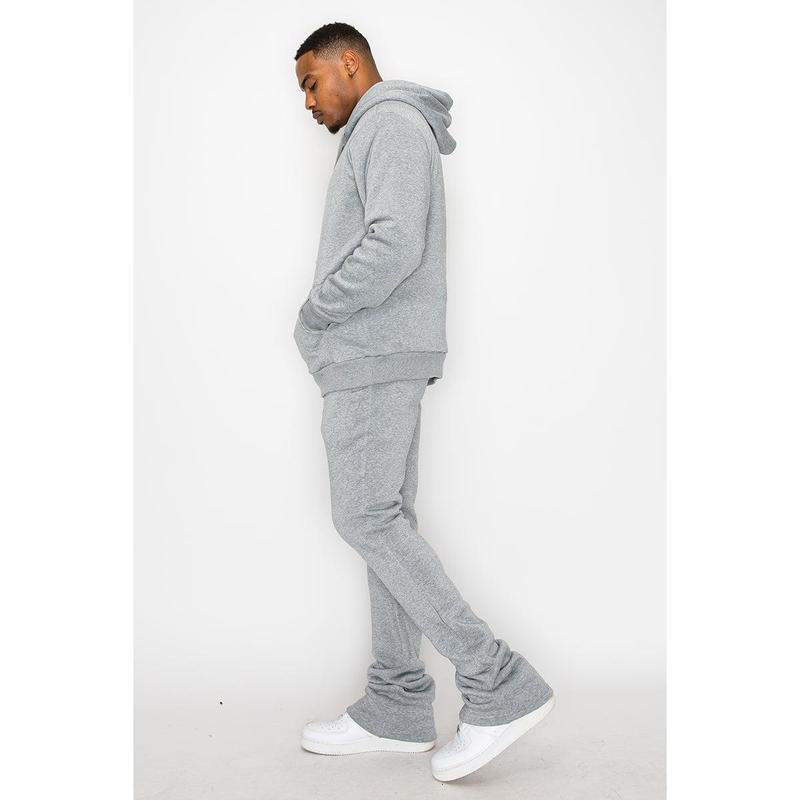 VICTORIOUS Flare Stacked Fleece Pants Menswear - Elastic Sweatpants